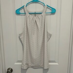 White House Black Market White Eyelet Halter Tank Top